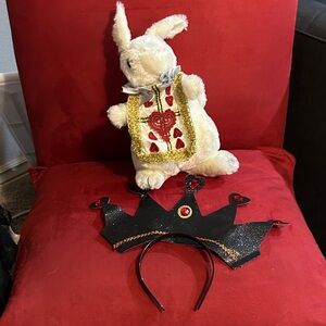 Alice in Wonderland  CosplayHalloween White Rabbit Plush &Black Crown Headband